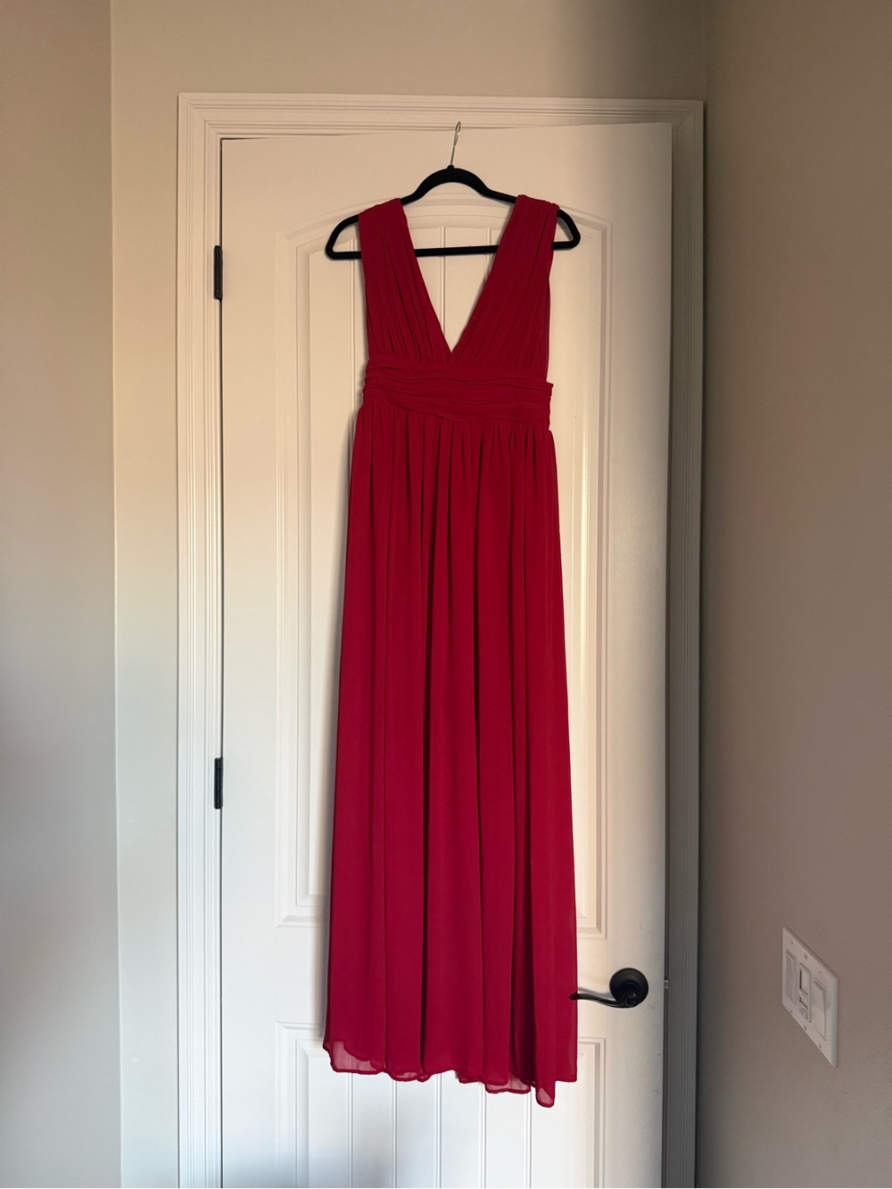 Impressions Red Sleeveless V-Neck Maxi Dress